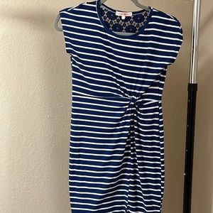 Striped cinch waist dress